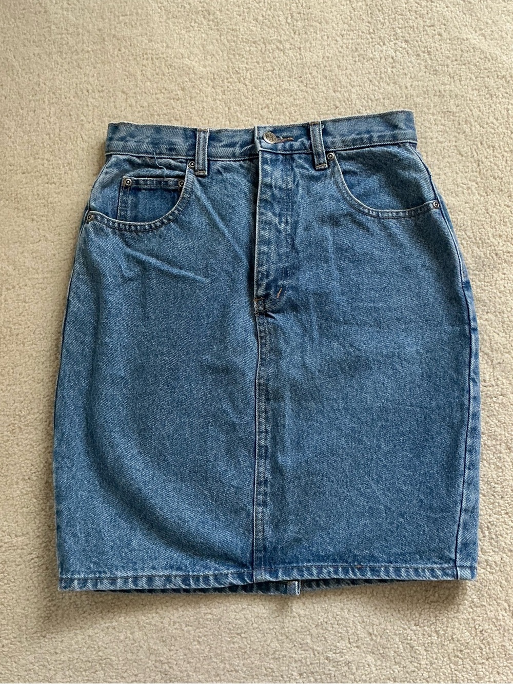 Vintage Denim Knee Length Skirt